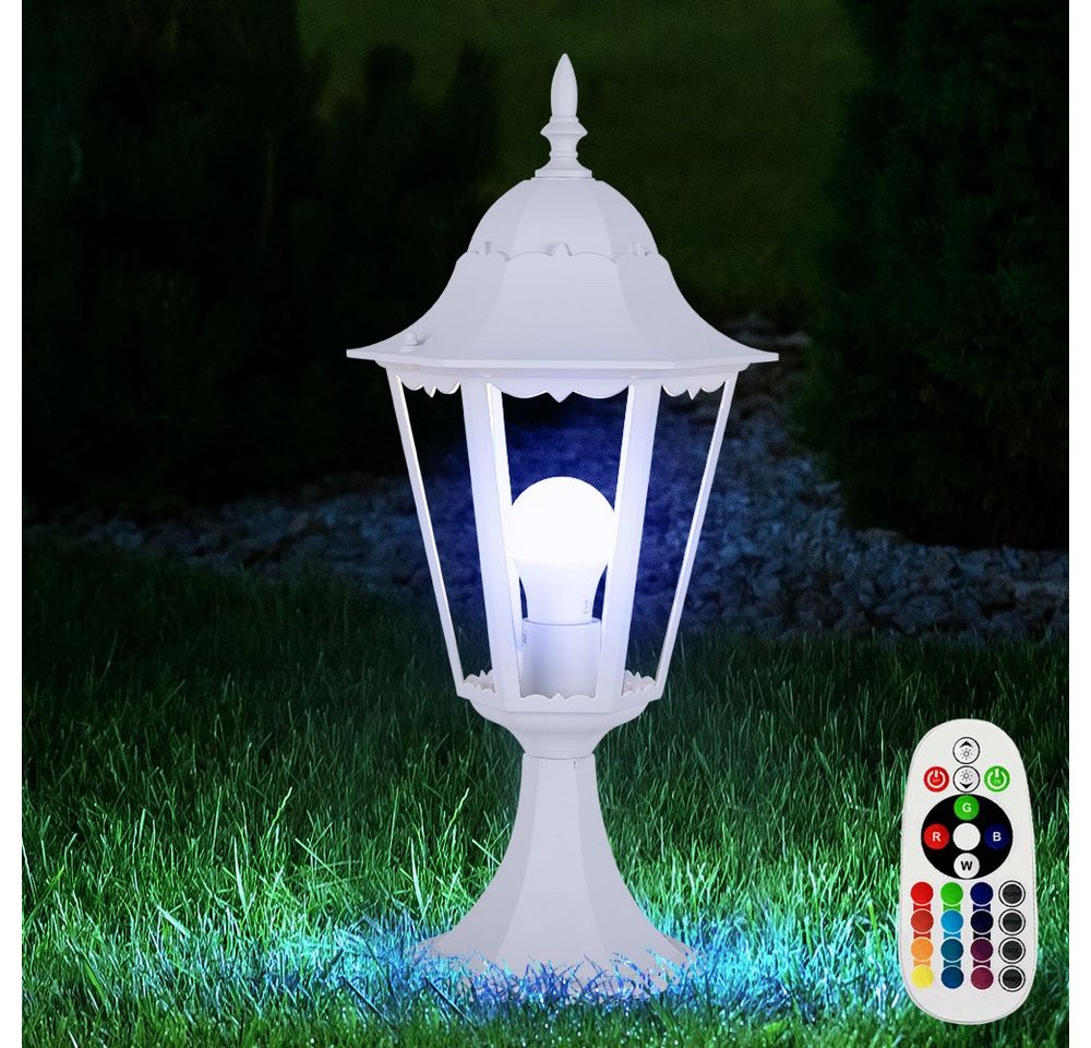 etc-shop LED Außen-Stehlampe, Leuchtmittel inklusive, Warmweiß, Farbwechsel, Außen Sockel Leuchte DIMMBAR ALU Garten Steh Lampe von etc-shop