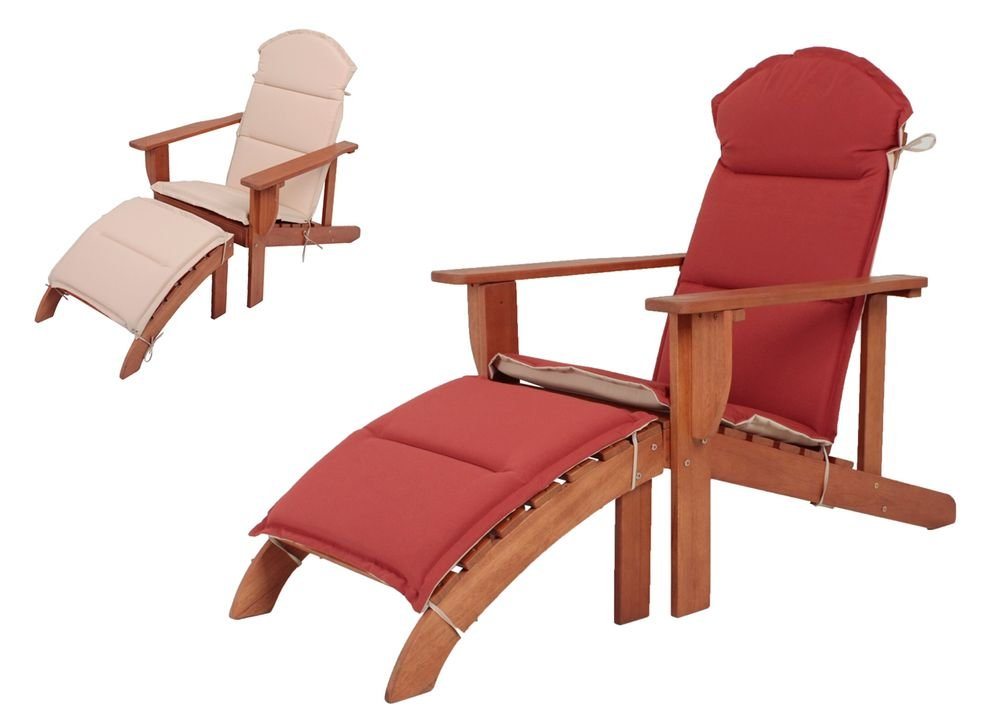 etc-shop Gartenstuhl, Adirondack Chair HARPER mit Auflage Eukalyptus Grandis FSC 100% geölt von etc-shop