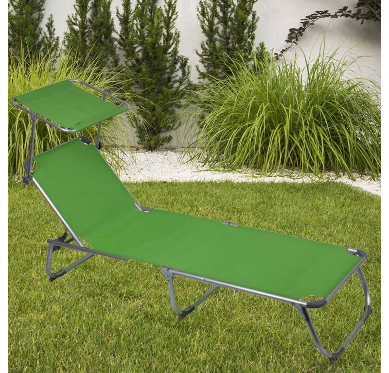 etc-shop Gartenstuhl, Sonnen Liege ALU klappbar Blende Garten Strand Stuhl Außen von etc-shop