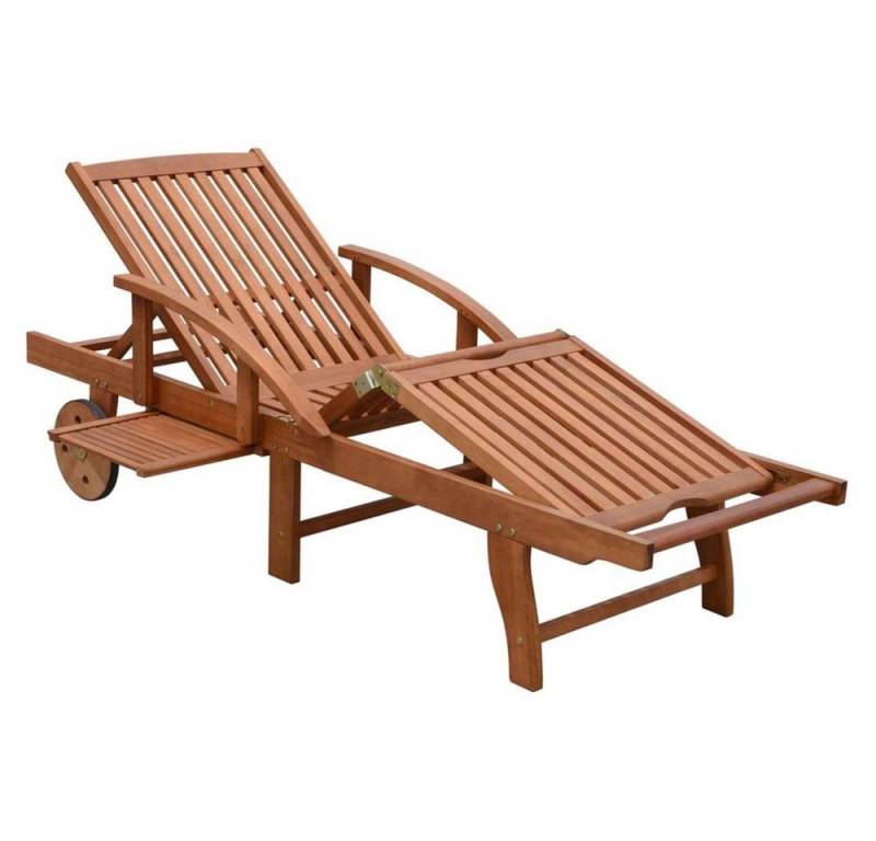 etc-shop Gartenstuhl, Sonnenliege Eukalyptus 195cm Holz Garten Balkon Liege Liegestuhl von etc-shop