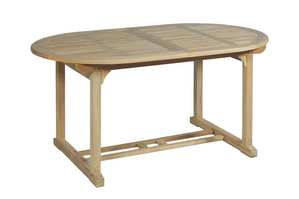 etc-shop Gartentisch, Tisch SOLO ausziehbar oval Teak B-grade unbehandelt von etc-shop