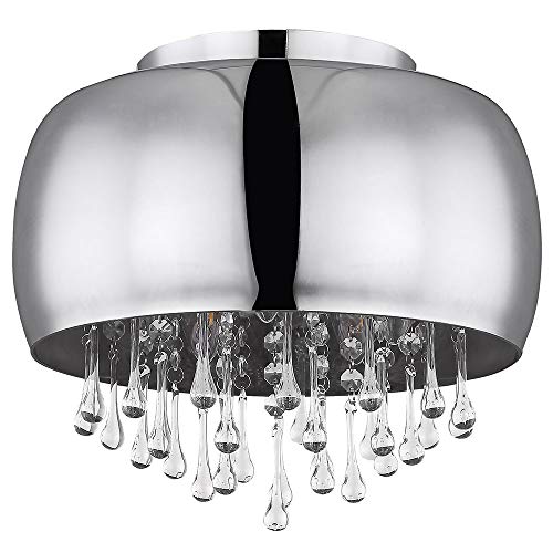 etc-shop Glas Decken Lampe rauch FERNBEDIENUNG Kristall Chrom Leuchte DIMMBAR im Set inkl. RGB LED Leuchtmittel von etc-shop