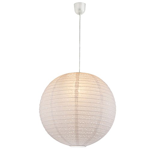 etc-shop Hänge Pendel Leuchte Esszimmer Strahler Papier Schirm Löcher Muster Kugel Lampe weiß von etc-shop