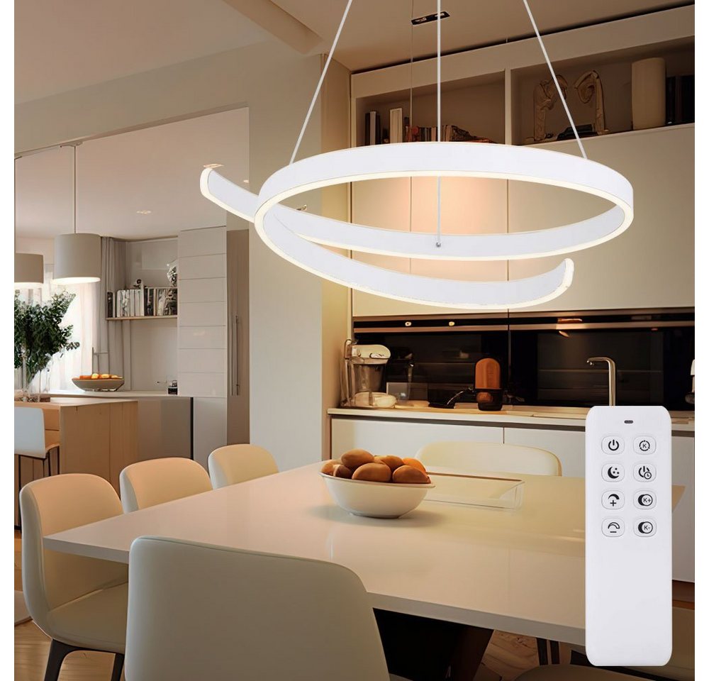 etc-shop LED Pendelleuchte, LED-Leuchtmittel fest verbaut, Kaltweiß, Warmweiß, Neutralweiß, LED Decken Pendel Hänge Lampe Leuchte Fernbedienung Dimmbar Nachtlicht von etc-shop