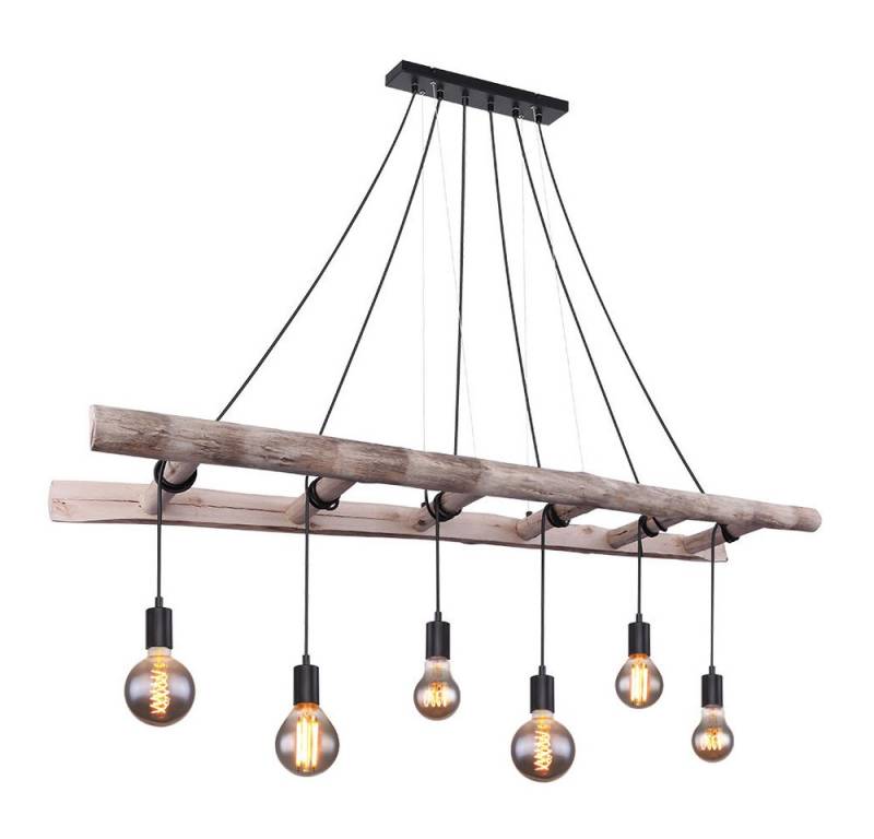 GLOBO LIGHTING Hängeleuchte, Leuchtmittel nicht inklusive, Hängeleuchte Holzleiter Esszimmerleuchte Landhausstil Hängelampe Holz von GLOBO LIGHTING