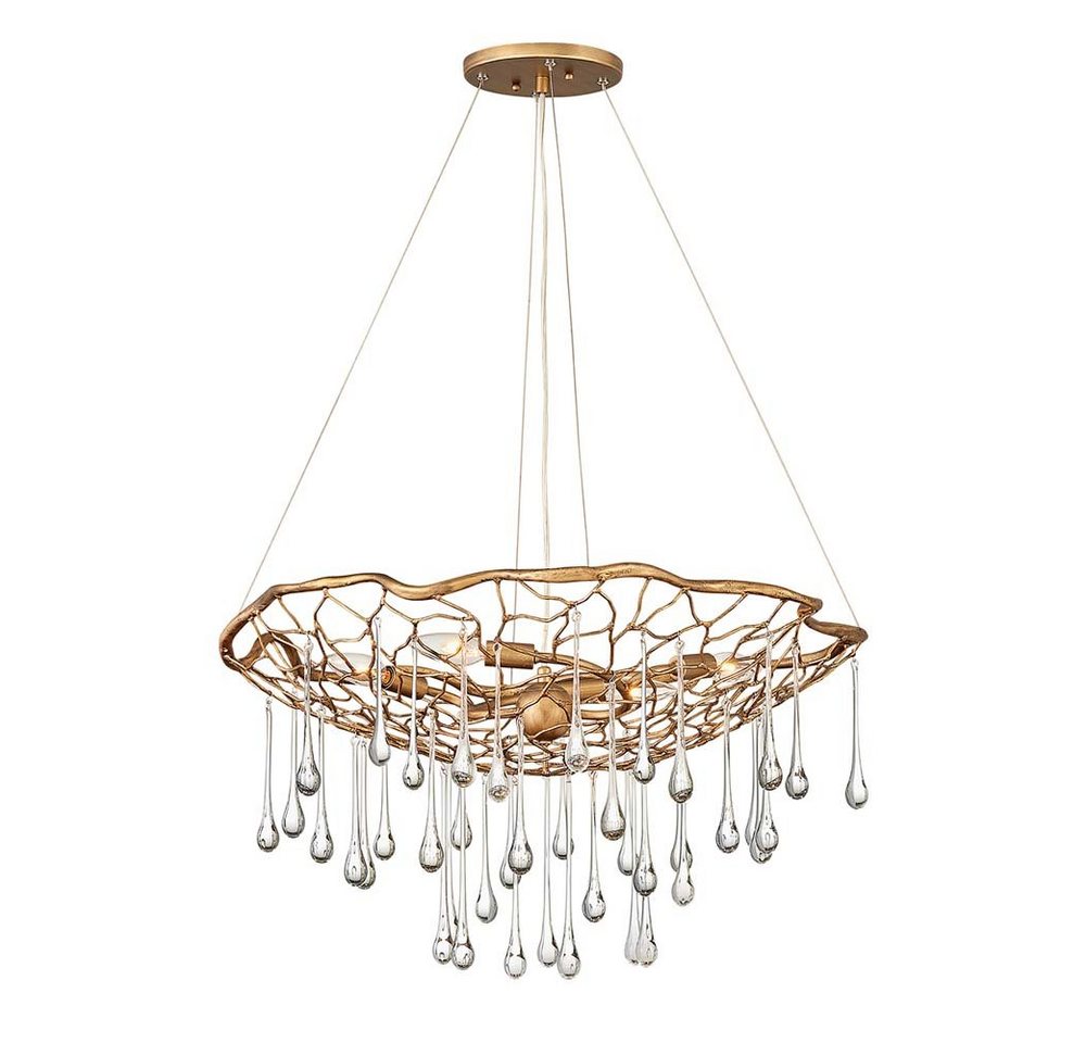 etc-shop Hängeleuchte, Pendelleuchte Hängelampe Deckenleuchte Stahl Gold 4-Flammig B 66cm von etc-shop