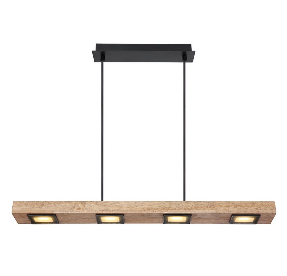 GLOBO LIGHTING Hängeleuchte, LED-Leuchtmittel fest verbaut, Warmweiß, Pendelleuchte Holz lang Holzlampe hängend Hängeleuchte Glas satiniert von GLOBO LIGHTING