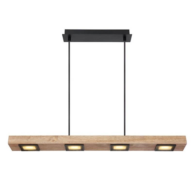GLOBO LIGHTING Hängeleuchte, LED-Leuchtmittel fest verbaut, Warmweiß, Pendelleuchte Holz lang Holzlampe hängend Hängeleuchte Glas satiniert von GLOBO LIGHTING