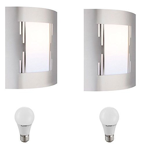 etc-shop Hauswandleuchte Edelstahl Wandleuchte Außen Eingangsleuchte Wandlampe Balkon, Stanzung, 1x LED 7W 560Lm warmweiß, LxBxH 23x9x29, 2er Set von etc-shop