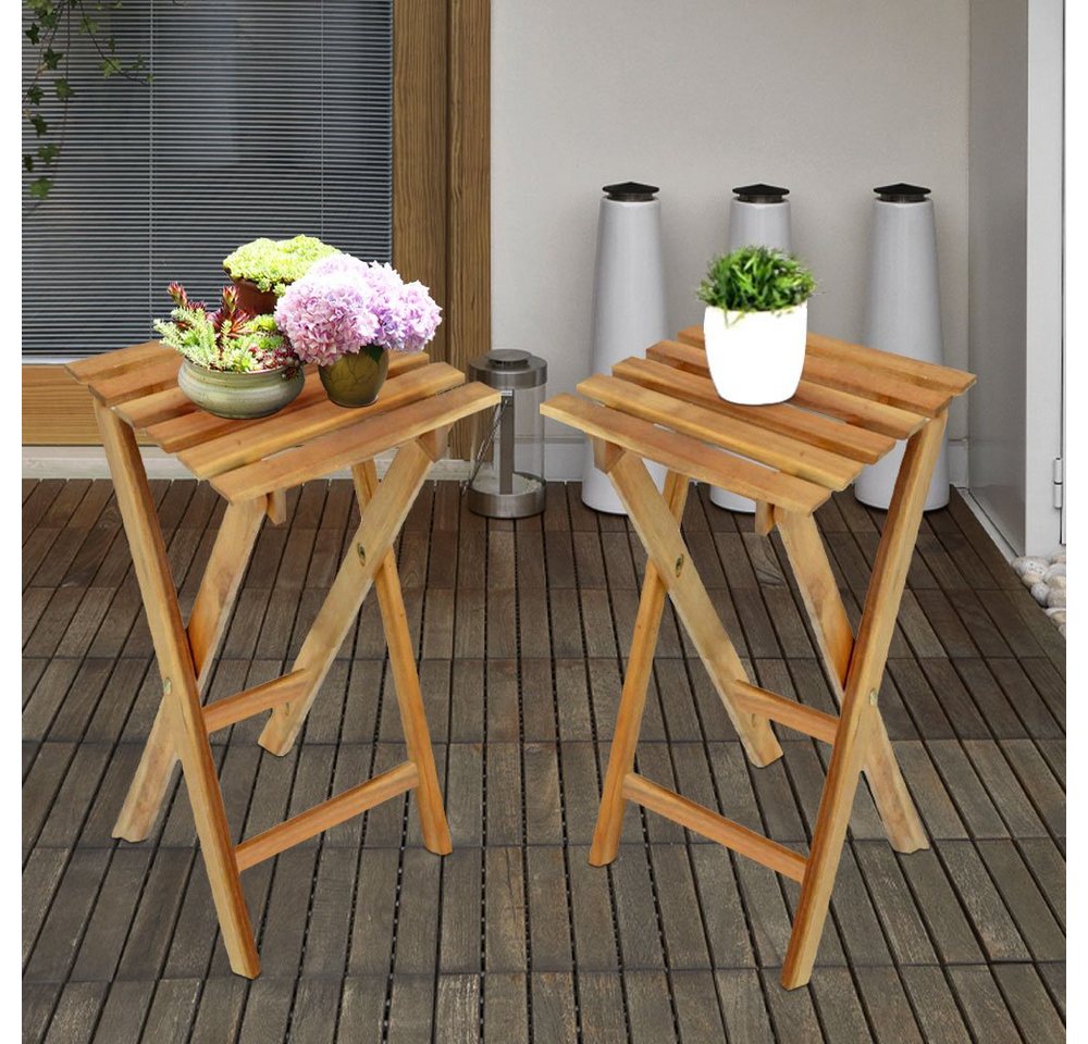 etc-shop Klappstuhl, Klapphocker Holz Balkon Blumenhocker Outdoor von etc-shop