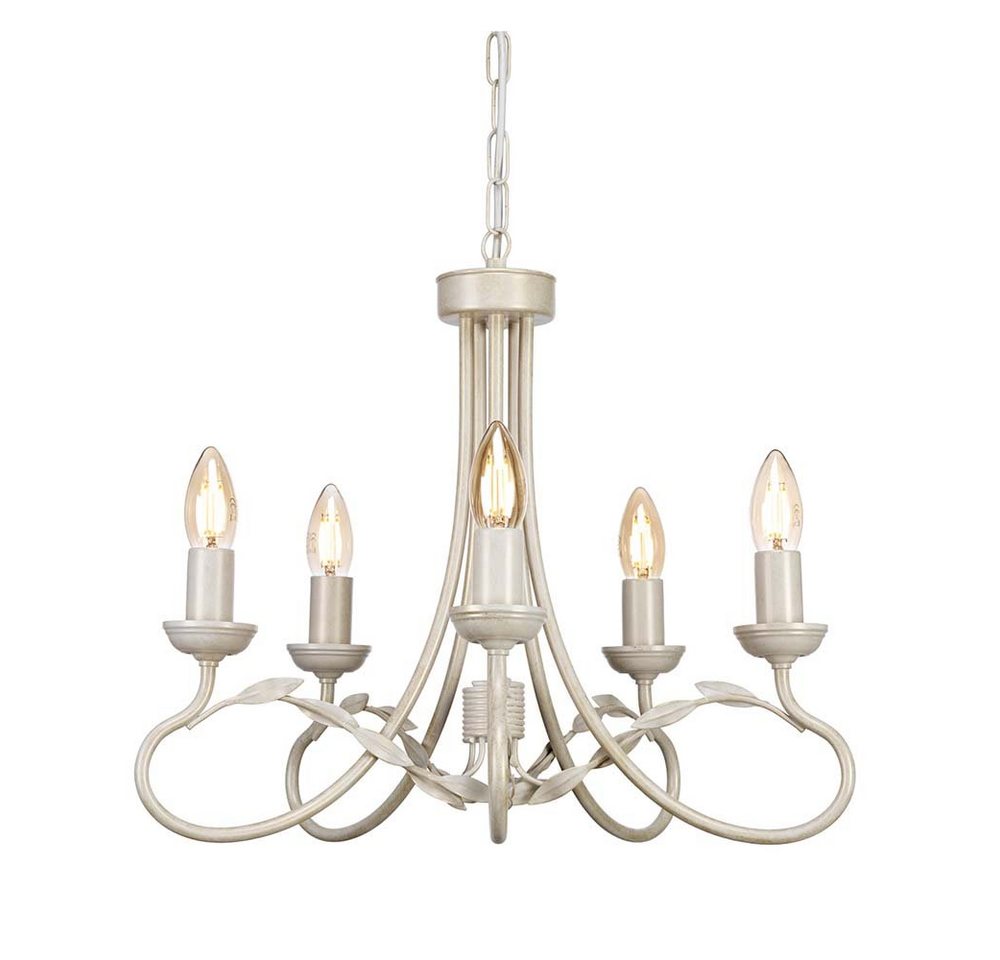 etc-shop Kronleuchter, Kronleuchter Hängelampe Deckenlampe Pendellampe Metall Beige Gold D 47 von etc-shop