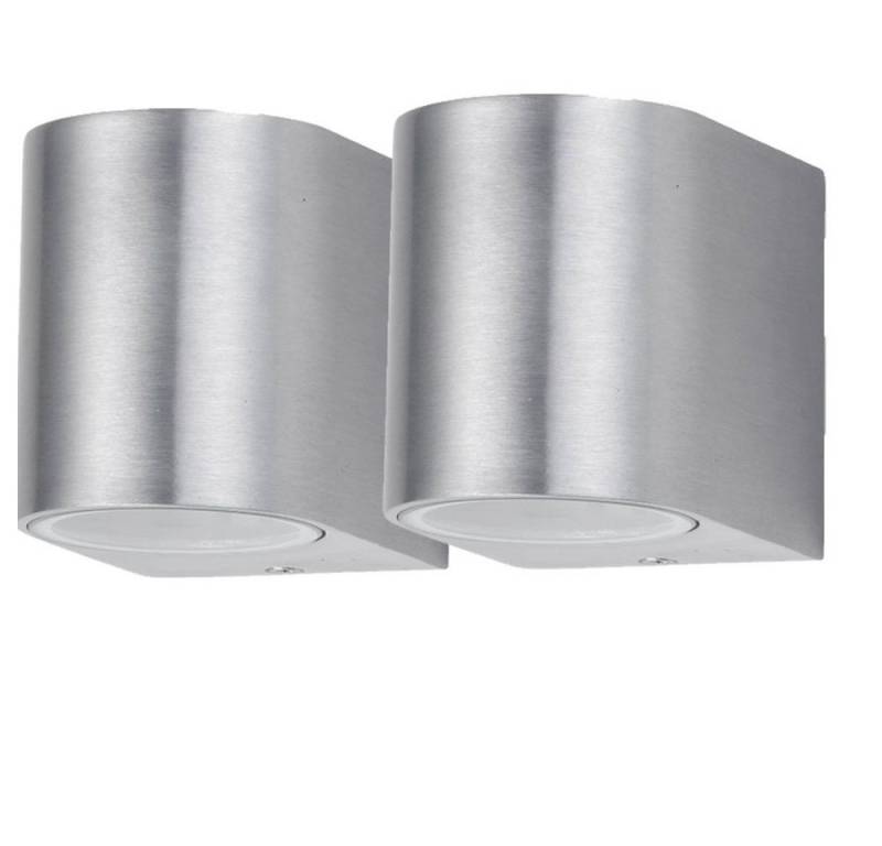 etc-shop LED Außen-Wandleuchte, Leuchtmittel inklusive, Warmweiß, 2er Set Außen Wand Lampe Balkon Leuchte Dimmer Fernbedienung im Set von etc-shop