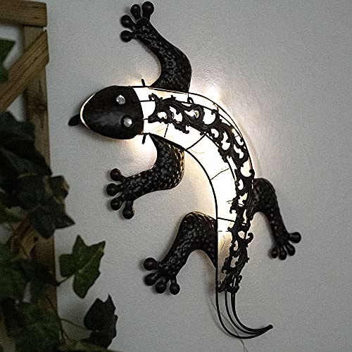 etc-shop LED Außen Solar Wand Leuchte Gecko Design Erdspieß Garten Deko Terrassen Lampe von etc-shop