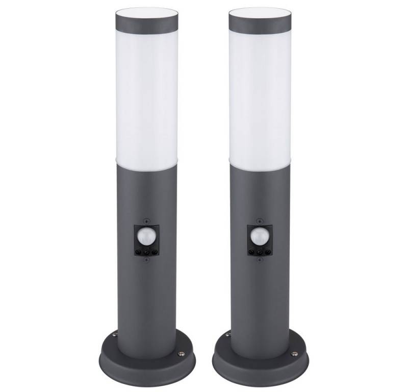GLOBO LIGHTING Pollerleuchte, Leuchtmittel nicht inklusive, 2er Set Außen Sockel Lampen Bewegungsmelder Edelstahl von GLOBO LIGHTING