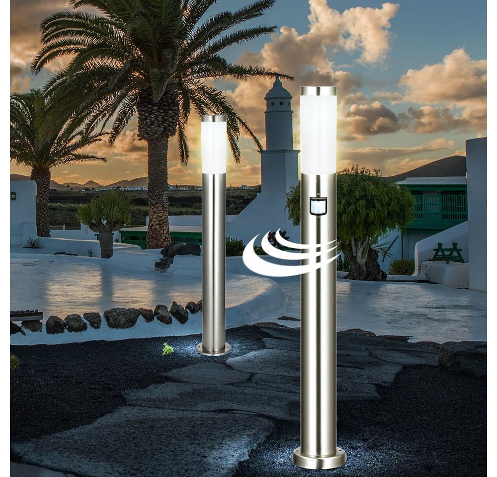 Globo LED Außen-Stehlampe, Leuchtmittel inklusive, Warmweiß, 2er Set LED Außen Lampen Garten Weg Bewegungsmelder Außen von Globo