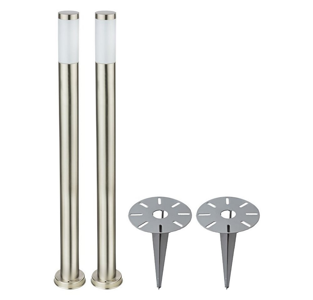 etc-shop LED Außen-Stehlampe, Leuchtmittel inklusive, Warmweiß, 2er Set LED Garten Steck Steh Lampen EDELSTAHL Wege Leuchten Erdspieß- etc-shop LED Außen-Stehlampe, Leuchtmittel inklusive, Warmweiß, 2er Set LED Garten Steck Steh Lampen EDELSTAHL Wege Leuchten Erdspieß- von etc-shop