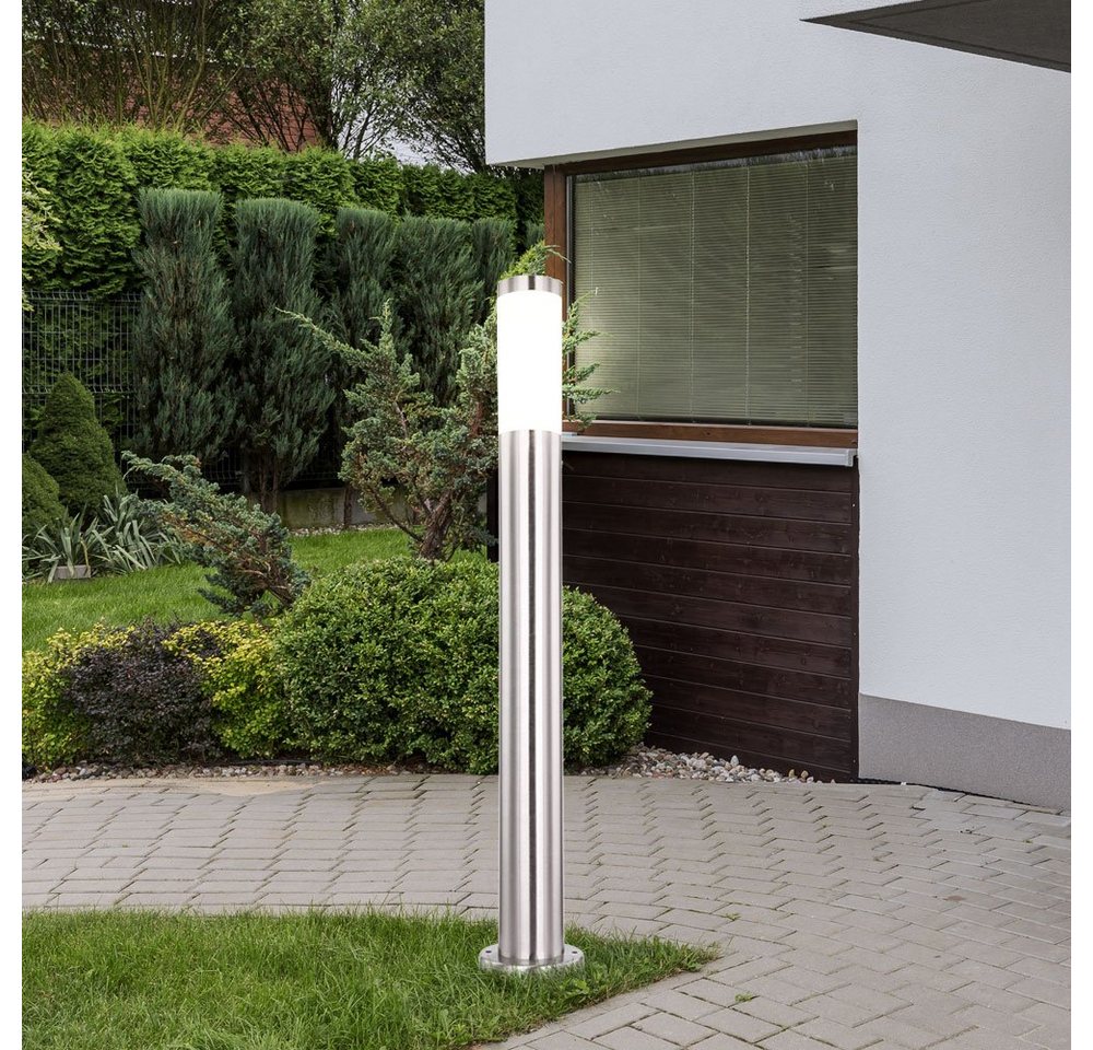 etc-shop LED Außen-Stehlampe, LED Außen Wand Strahler Edelstahl Sockel Lampen Garten Terrassen Wege von etc-shop