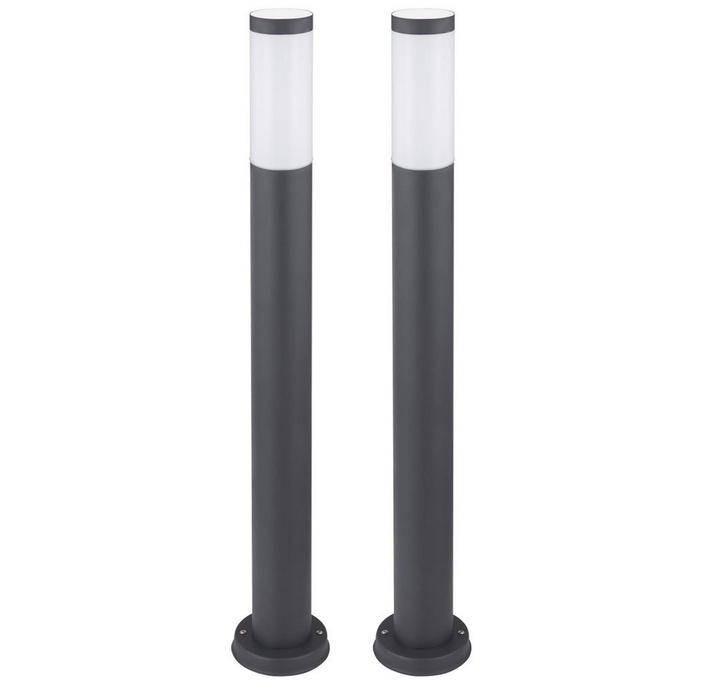 etc-shop LED Außen-Stehlampe, Leuchtmittel inklusive, Warmweiß, 2er Set Edelstahl Steh Lampe Garten Weg Beleuchtung Außen Stand von etc-shop