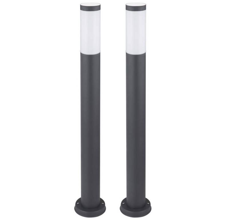 etc-shop LED Außen-Stehlampe, Leuchtmittel inklusive, Warmweiß, 2er Set Edelstahl Steh Lampe Garten Weg Beleuchtung Außen Stand von etc-shop