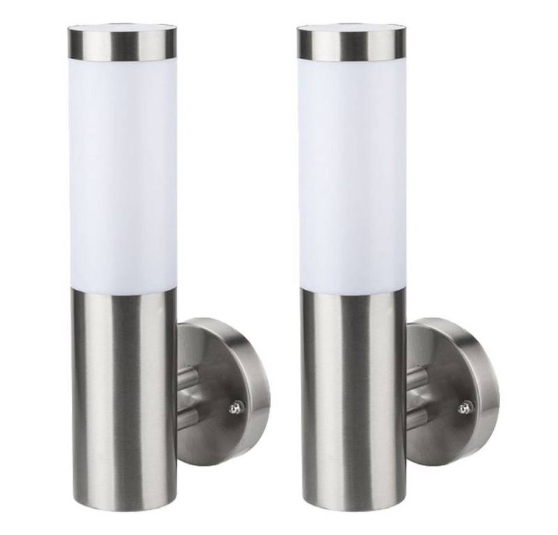 etc-shop LED Außen-Wandleuchte, Leuchtmittel inklusive, 2er Set LED Außen Wand Leuchten Edelstahl Fassaden Strahler Garten von etc-shop