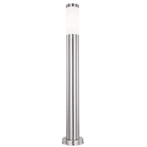 etc-shop LED Außenstehlampe Gartenlampe aus Edelstahl Garten Vorgarten Standleuchte silber Wegelampe Außen Stehleuchte, Edelstahl silber, 1x E27, IP44, 7,6 x 80 cm von etc-shop