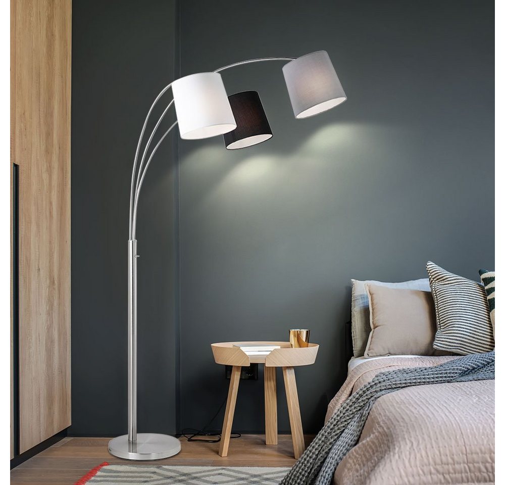 etc-shop LED Bogenlampe, Leuchtmittel nicht inklusive, Bogenlampe Wohnzimmer Stehlampe schwarz weiß grau von etc-shop