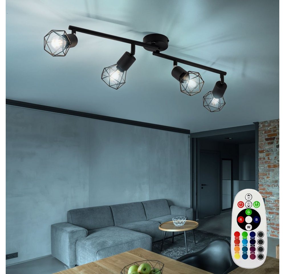etc-shop LED Deckenleuchte, Leuchtmittel inklusive, Warmweiß, Farbwechsel, Decken Leuchte DIMMBAR Käfig Spot Lampe verstellbar von etc-shop