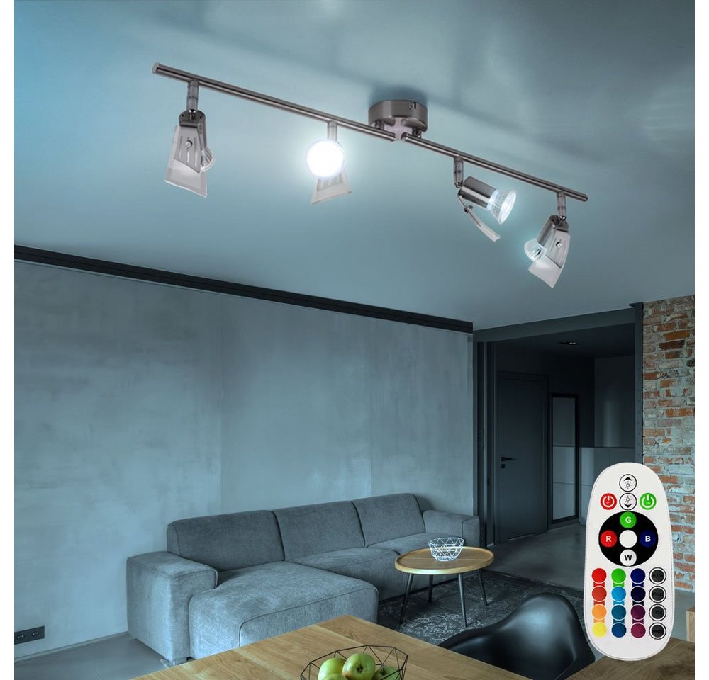 etc-shop LED Deckenleuchte, Leuchtmittel inklusive, Warmweiß, Farbwechsel, Decken Leuchte bewegliche Spots dimmbar Wohn Zimmer Beleuchtung im Set von etc-shop