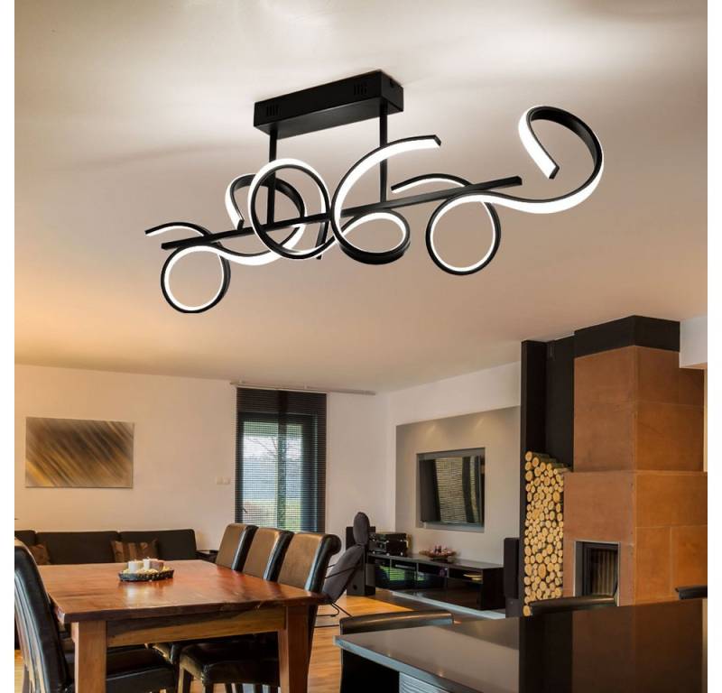 etc-shop LED Deckenleuchte, LED-Leuchtmittel fest verbaut, Warmweiß, Deckenlampe Deckenleuchte Wohnzimmerlampe schwarz dimmbar LED L 82 cm von etc-shop