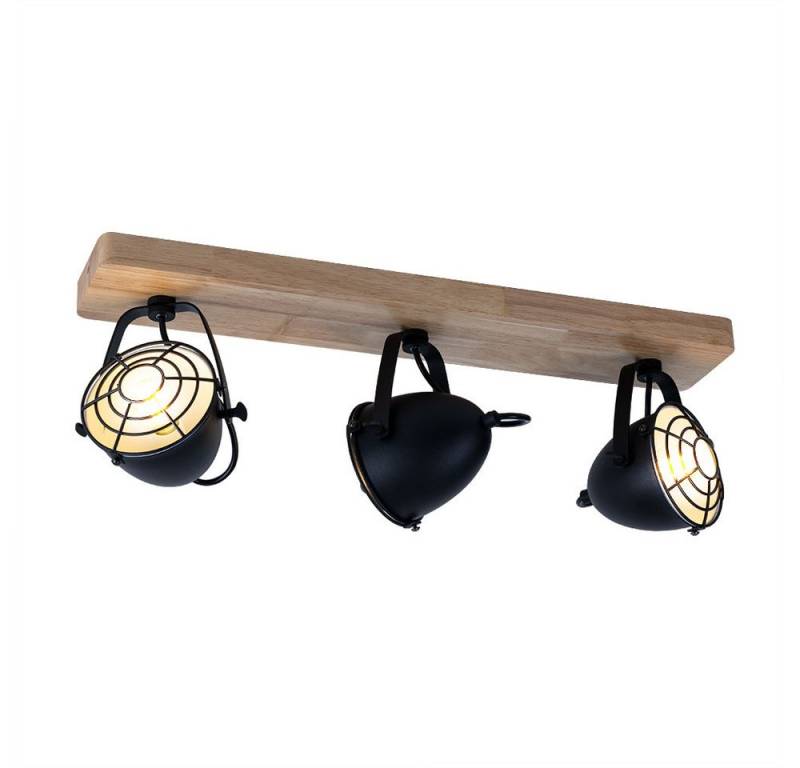 etc-shop LED Deckenleuchte, Leuchtmittel inklusive, Warmweiß, LED Deckenlampe Holzleuchte Wohnzimmerlampe Spots verstellbar von etc-shop