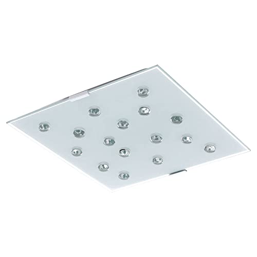 etc-shop LED Deckenleuchte Wohnzimmer Deckenlampe Glas satiniert Schlafzimmer Deckenleuchte Stahl weiß, mit klaren Glassteinen, 1x LED 12W 1020Lm warmweiß, LxH 29x7,5 cm etc-shop LED Deckenleuchte Wohnzimmer Deckenlampe Glas satiniert Schlafzimmer Deckenleuchte Stahl weiß, mit klaren Glassteinen, 1x LED 12W 1020Lm warmweiß, LxH 29x7,5 cm von etc-shop