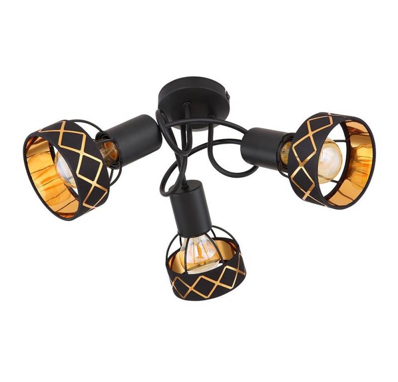 etc-shop Deckenspot, Leuchtmittel nicht inklusive, Deckenleuchte Metall schwarz gold von etc-shop
