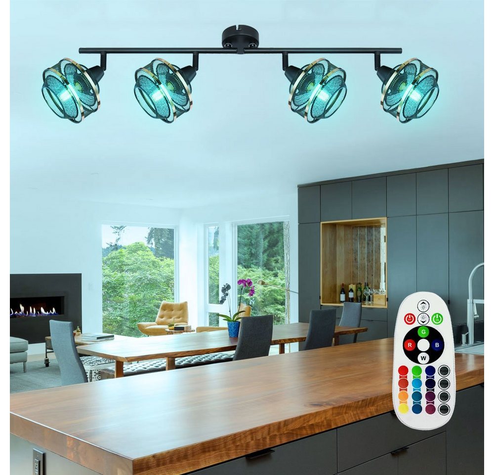 etc-shop LED Deckenspot, Leuchtmittel inklusive, Deckenstrahler dimmbar mit Fernbedienung Wohnzimmerlampe Spotleiste von etc-shop