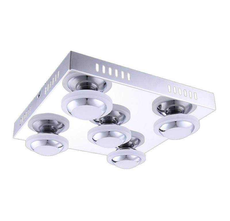 etc-shop LED Deckenspot, LED-Leuchtmittel fest verbaut, Warmweiß, LED Deckenleuchte Wohnzimmerlampe chrom Schlafzimmer Flurleuchte von etc-shop