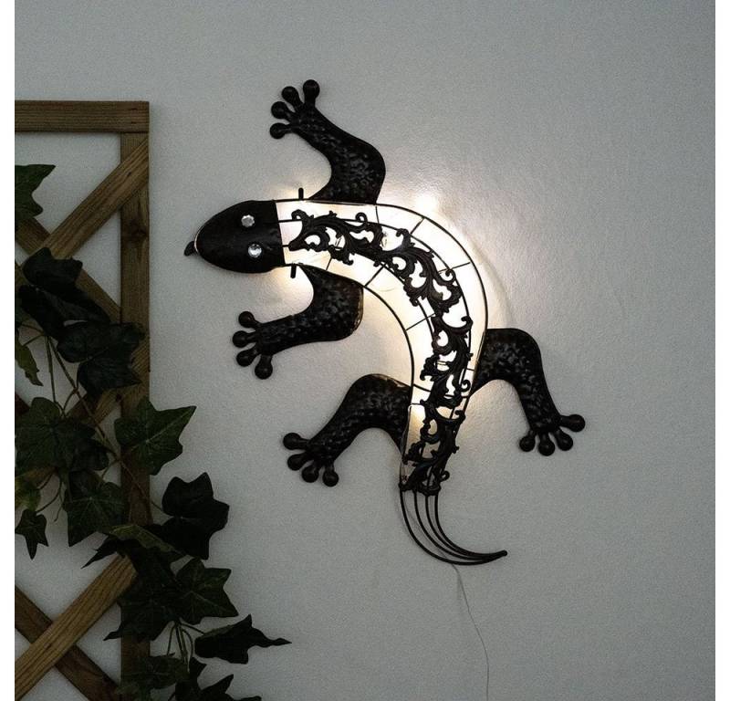 GLOBO LIGHTING LED Dekofigur, LED-Leuchtmittel fest verbaut, Warmweiß, Solar Wandlampen für Außen Tier Gartenfigur Gecko von GLOBO LIGHTING