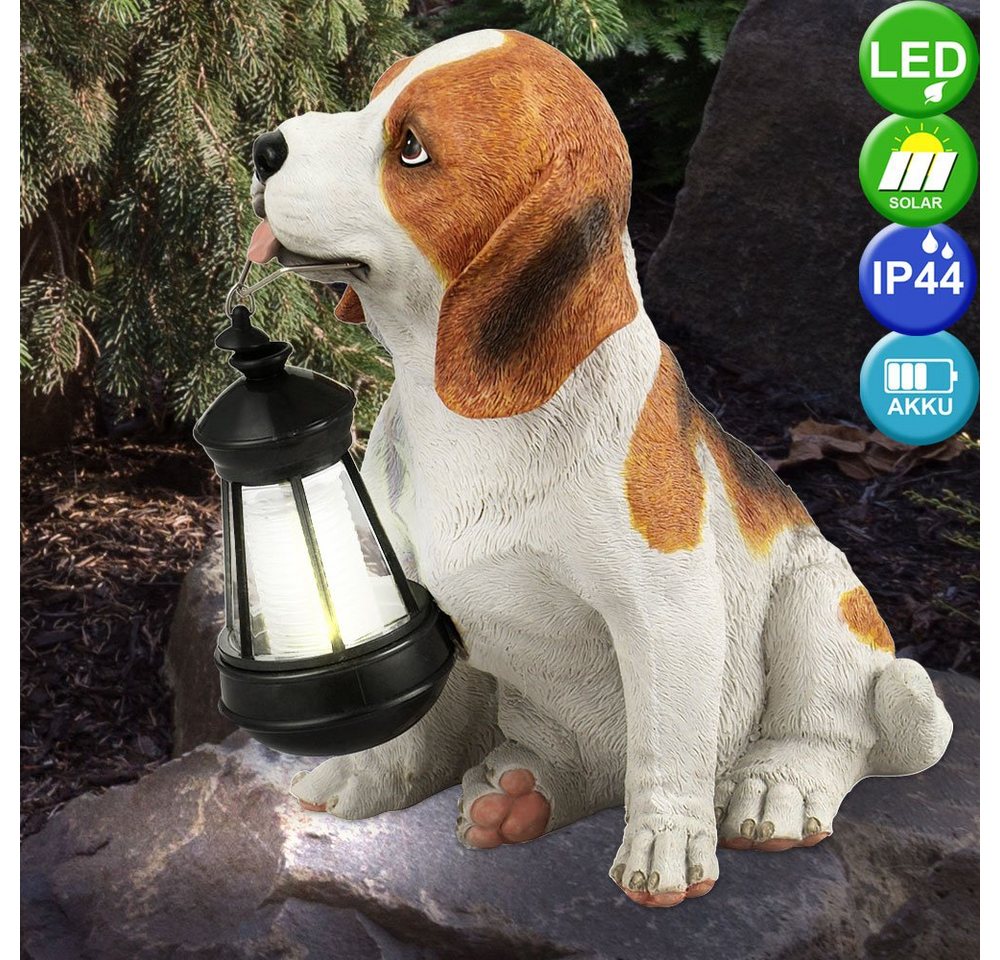 etc-shop LED Dekofigur, LED-Leuchtmittel fest verbaut, Warmweiß, SOLAR LED Außen Hunde-Figur Skulptur Deko Garten Lampe Leuchte von etc-shop