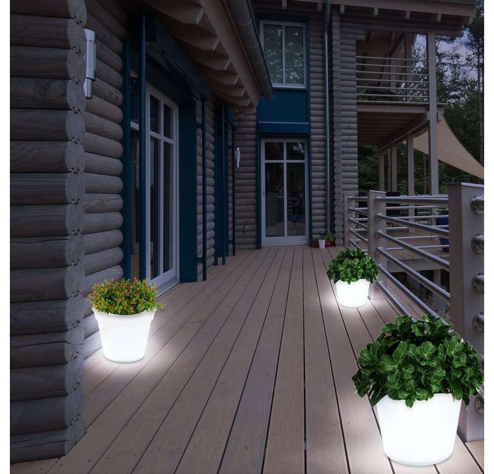 etc-shop Gartenleuchte, LED-Leuchtmittel fest verbaut, 3x LED Solar Leuchten Blumen Topf Außen Beleuchtungen von etc-shop