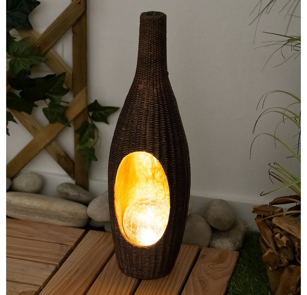 etc-shop Gartenleuchte, LED Solar Leuchte Außen Garten Deko-Licht Terrassen Lampe Rattan-Optik von etc-shop