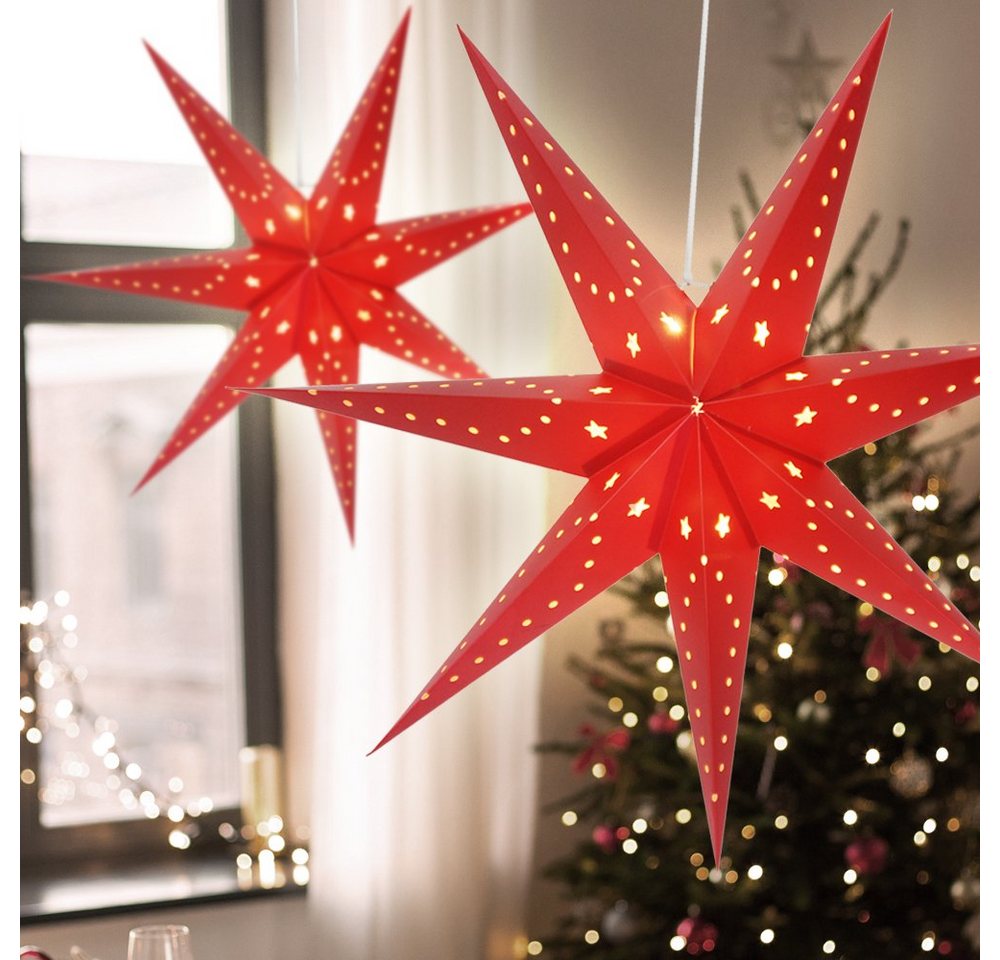 etc-shop LED Dekolicht, Weihnachtsstern Fensterdeko Adventbeleuchtung Deko Stern rot von etc-shop