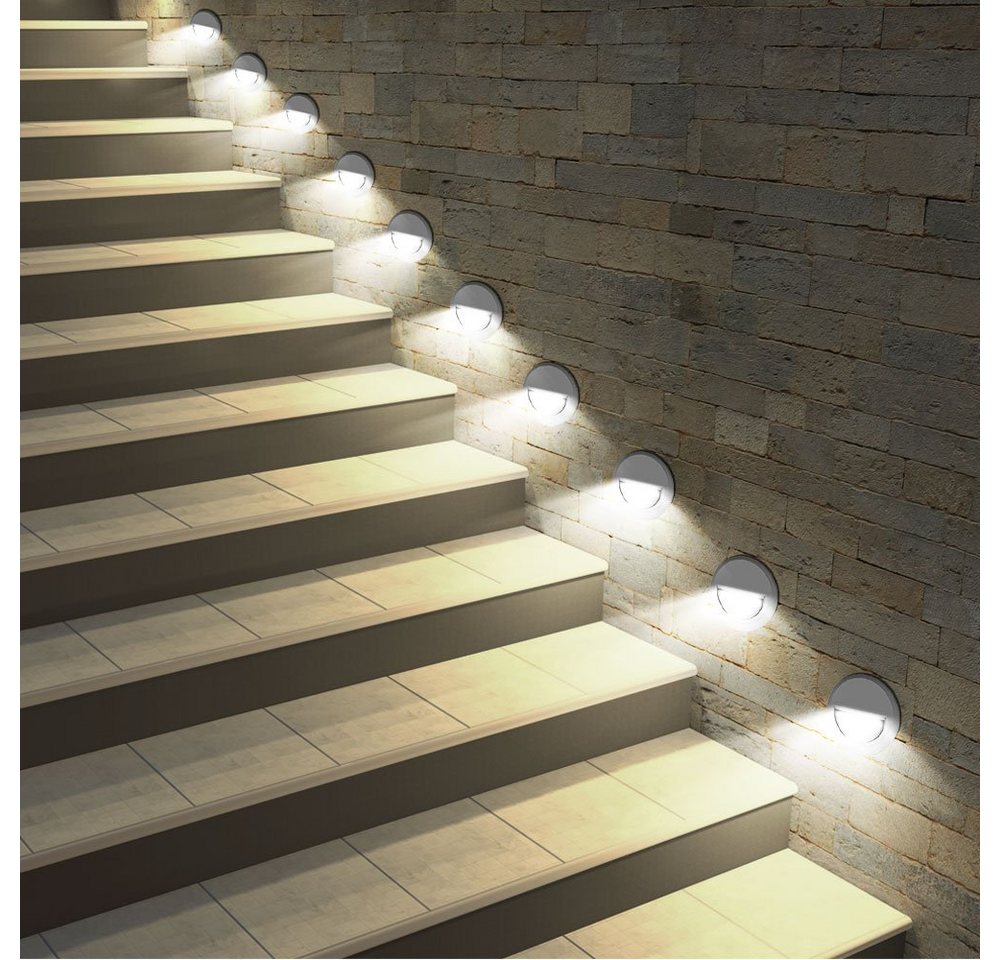 etc-shop LED Einbaustrahler, LED-Leuchtmittel fest verbaut, Neutralweiß, 10x LED Außen Wand Leuchten Treppen Stufen Strahler Hof Garten Lampen von etc-shop
