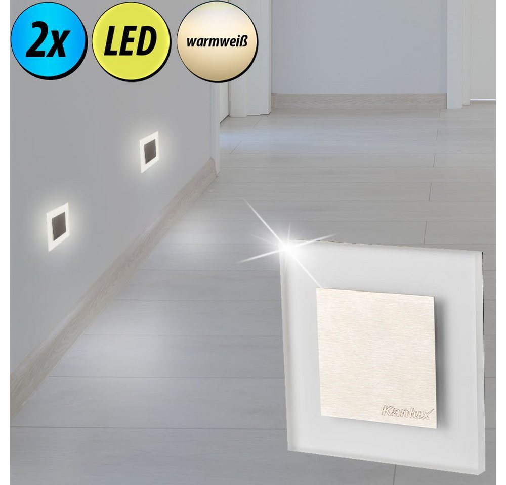 etc-shop LED Einbaustrahler, LED-Leuchtmittel fest verbaut, Warmweiß, 2er Set LED Wand Lampen Treppen Beleuchtung Ess Zimmer Decken von etc-shop