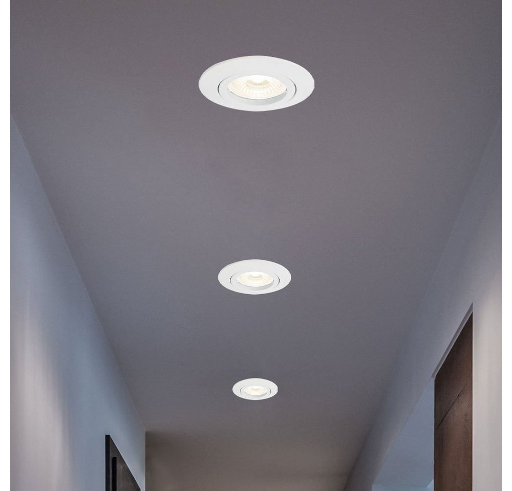 etc-shop LED Einbaustrahler, Leuchtmittel inklusive, Warmweiß, 3er Set LED Einbau Decken Leuchten Wohn Zimmer Spot Lampen rund weiß von etc-shop