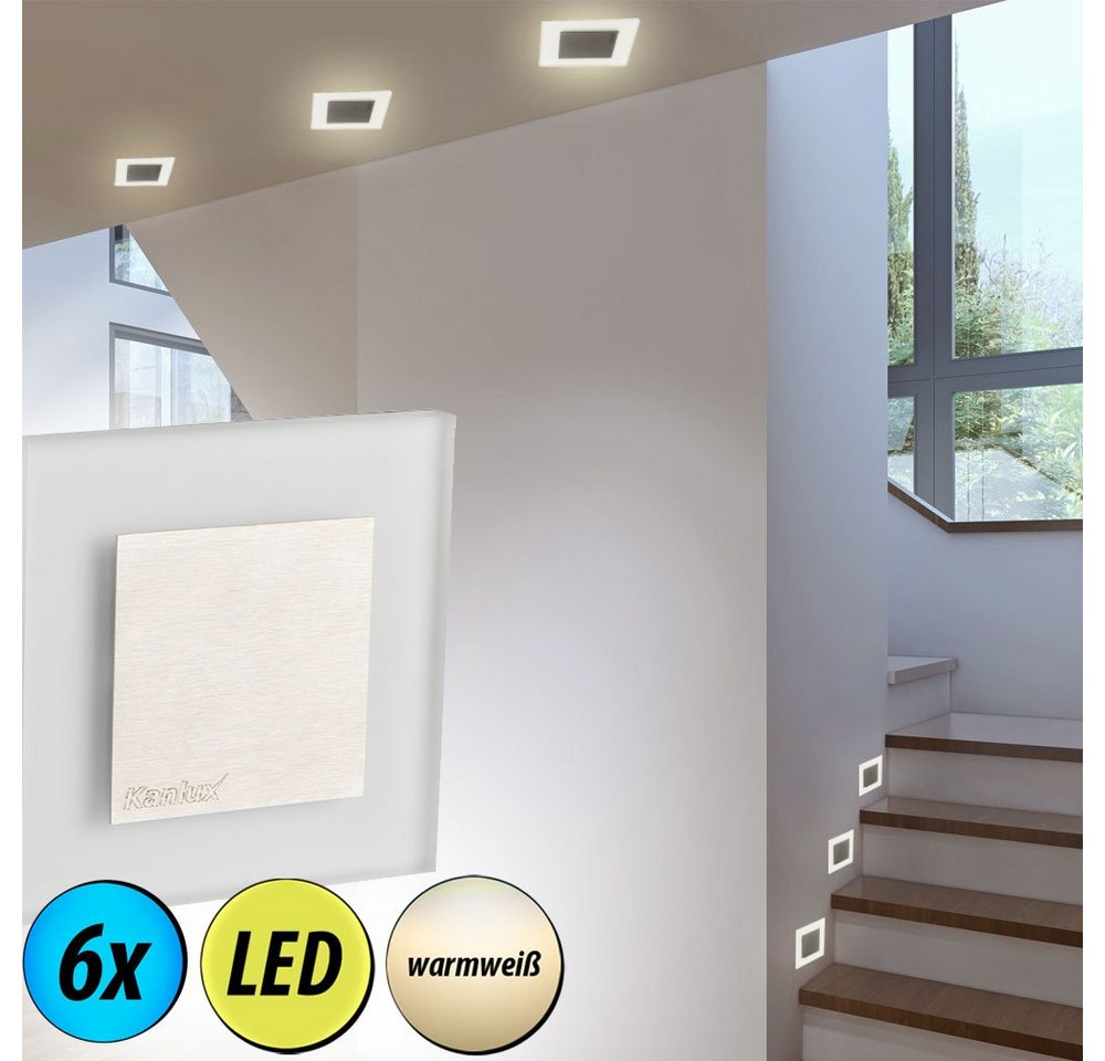 etc-shop LED Einbaustrahler, LED-Leuchtmittel fest verbaut, Warmweiß, 6er Set LED Wand Spot Leuchten Flur Strahler Decken Lampen Treppen von etc-shop