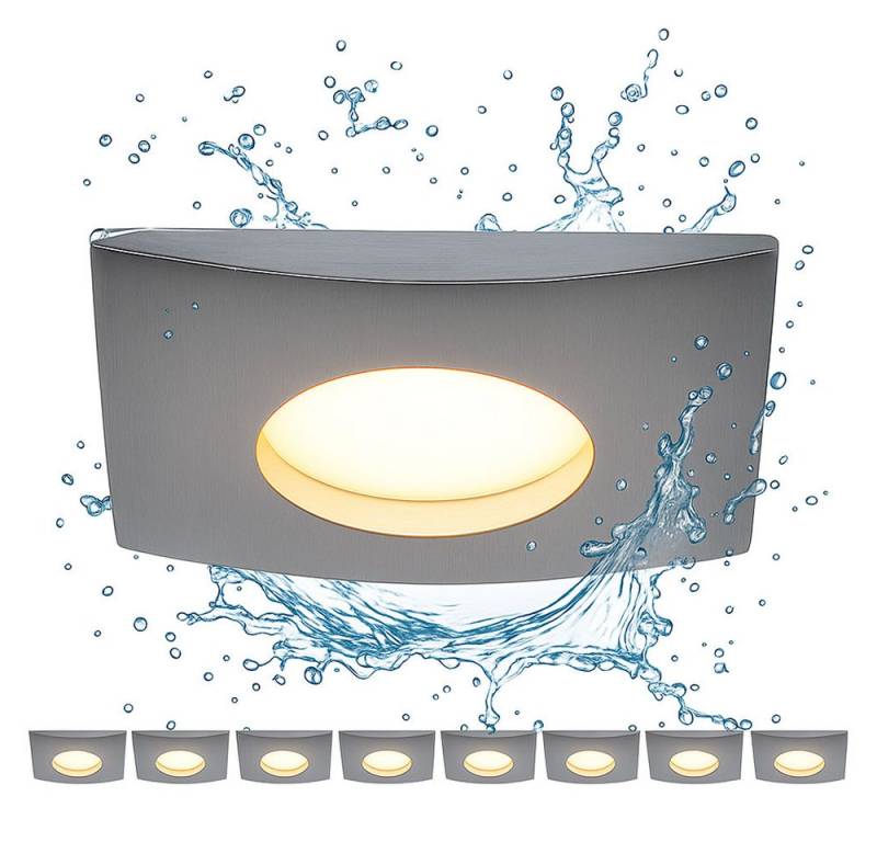 etc-shop LED Einbaustrahler, LED-Leuchtmittel fest verbaut, Warmweiß, Einbaustrahler Deckenlampe Einbauspot weiß dimmbar LED L 8 cm 8er Set von etc-shop