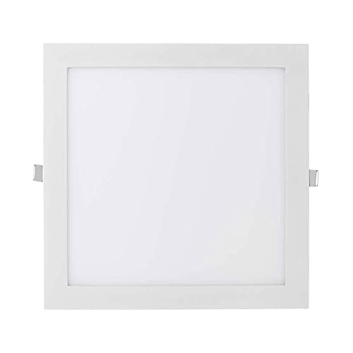 etc-shop LED Einbaustrahler flach LED Einbaupanel rund Einbau Deckenstrahler LED Deckenleuchte weiß, Aluminium, 24W 2500lm warmweiß, LxBxH 30x30x1,2 von etc-shop