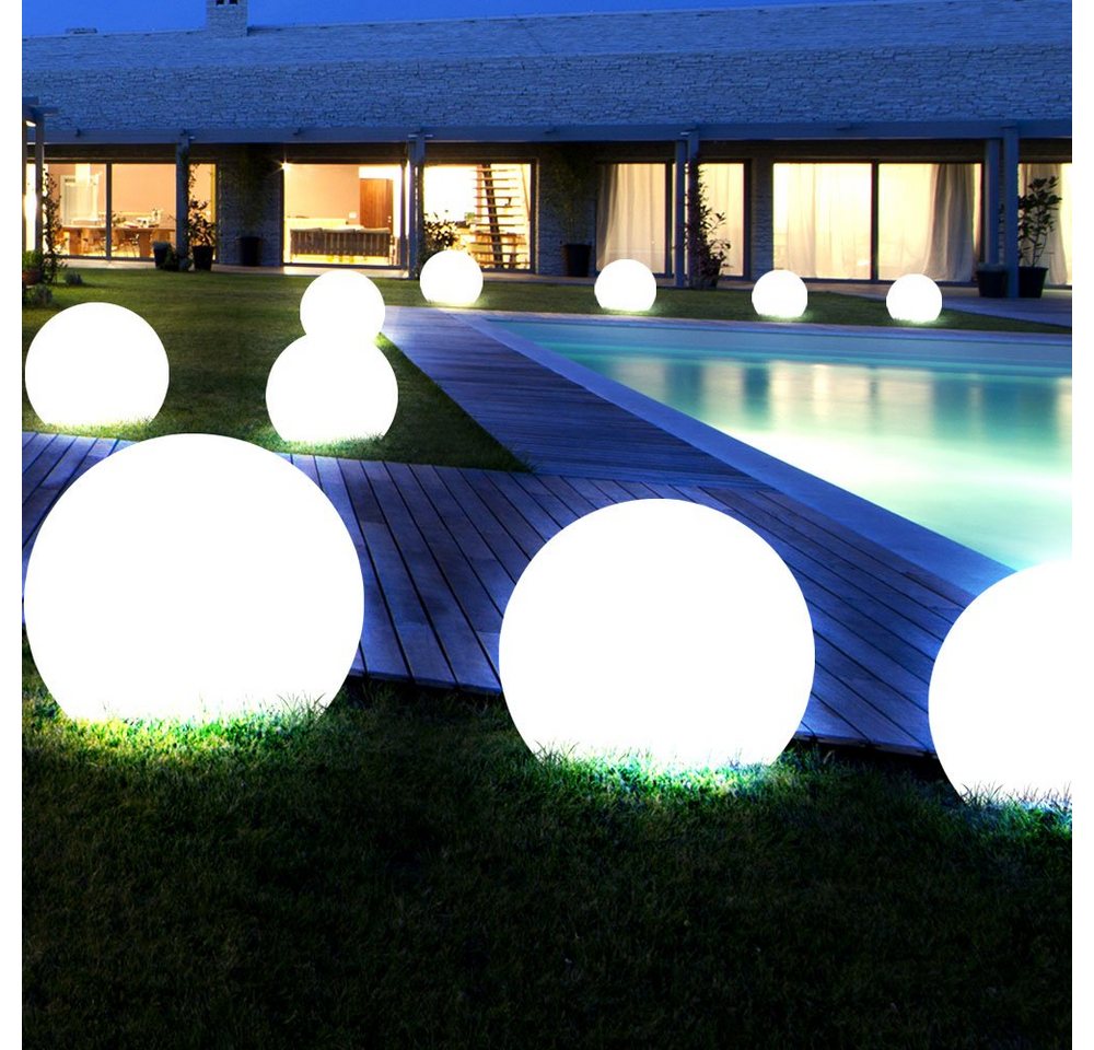 etc-shop LED Gartenleuchte, LED-Leuchtmittel fest verbaut, 10er Set LED Solar Außen Kugel Erdspieß Steck Leuchten Garten Balkon von etc-shop