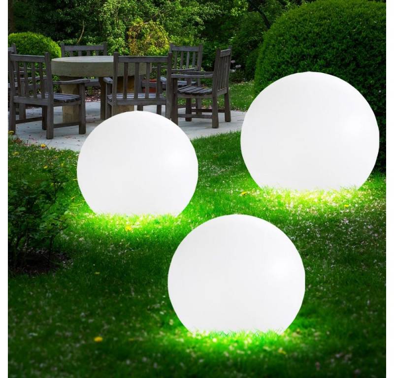 etc-shop LED Gartenleuchte, LED-Leuchtmittel fest verbaut, Warmweiß, 3er Set LED Solar Außen Leuchte Garten Deko Steck Lampen Kugeln von etc-shop