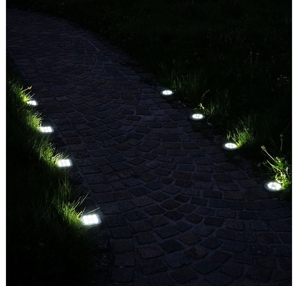 etc-shop LED Gartenleuchte, LED-Leuchtmittel fest verbaut, 8x LED Solar Leuchten Außen Erdspieß Strahler Garten von etc-shop