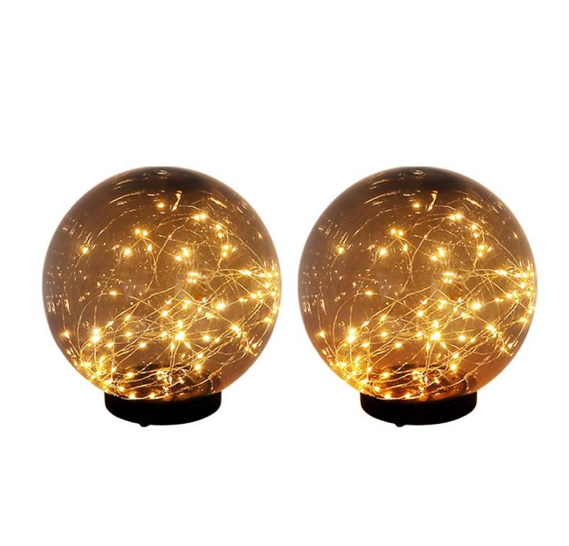 GLOBO LIGHTING LED Gartenleuchte, LED-Leuchtmittel fest verbaut, 2er Set LED Solar Steck Leuchte Garten Deko Beleuchtung Lichterketten von GLOBO LIGHTING