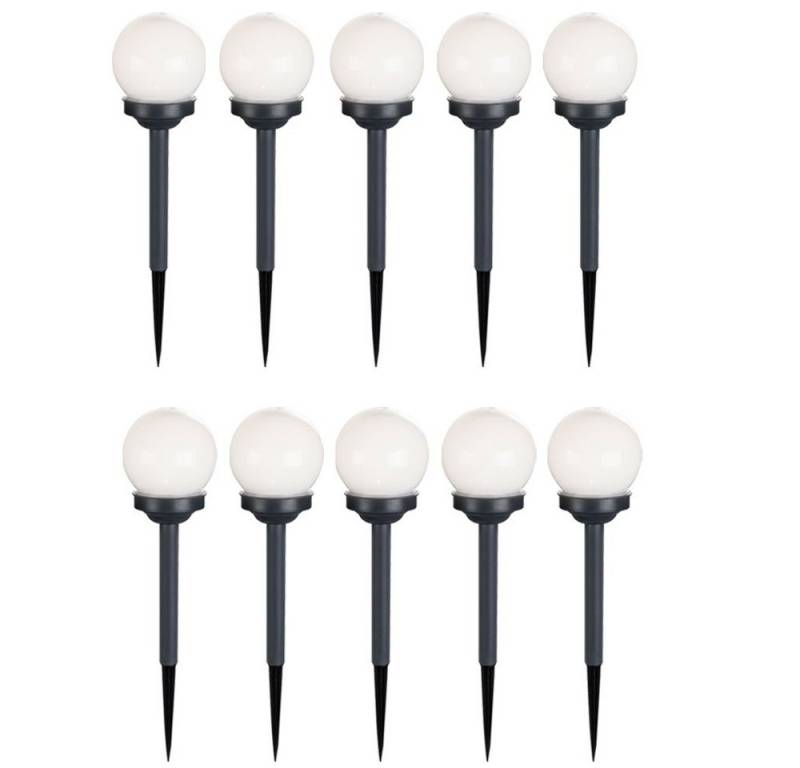 GLOBO LIGHTING LED Gartenleuchte, LED-Leuchtmittel fest verbaut, Warmweiß, 10er Set LED Außen Solar Lampen Kugel Design Erd Spieß Steck von GLOBO LIGHTING